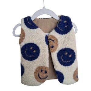 Giletje teddy smileys – gevoerd – maat 62/68