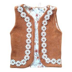 Giletje velours perzik – tricot herfstbloem maat 62/68