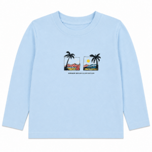 Lichtblauw shirt lange mouw summer beach maat 86/92