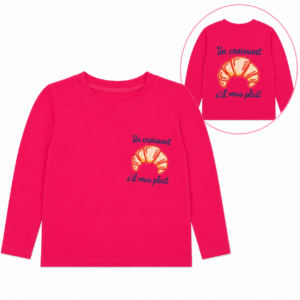 Donkerroze shirt croissant maat 98/104