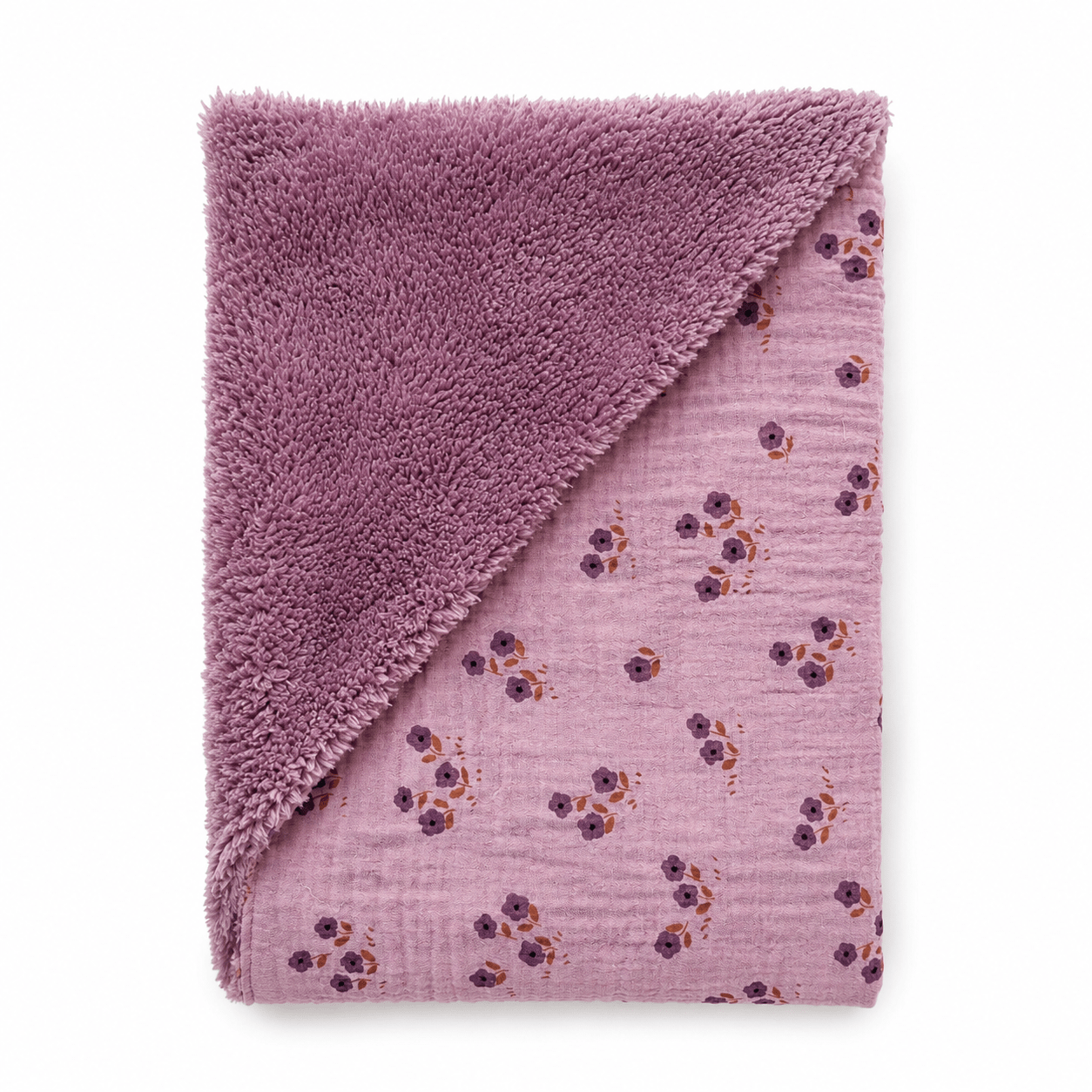 Wikkeldoek fleece mauve – hydrofiel bloemen