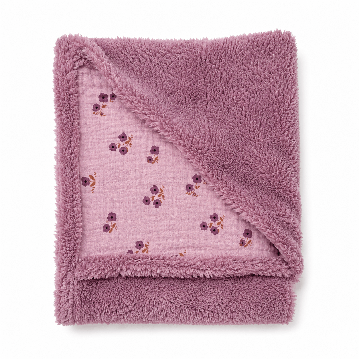 Wikkeldoek fleece mauve – hydrofiel bloemen - Afbeelding 3